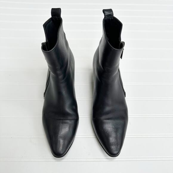 Saint Laurent Rock Chelsea Black Leather Ankle Boots Western Smooth 39.5 - Picture 7 of 15